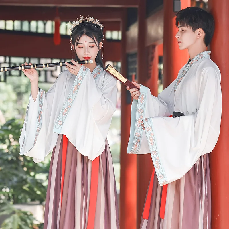 Men Hanfu Traditional Dance Costumes Women Chinese Dragon Print Folk Performance Clothing Oriental Festival Outfit BL4046 | Тематическая