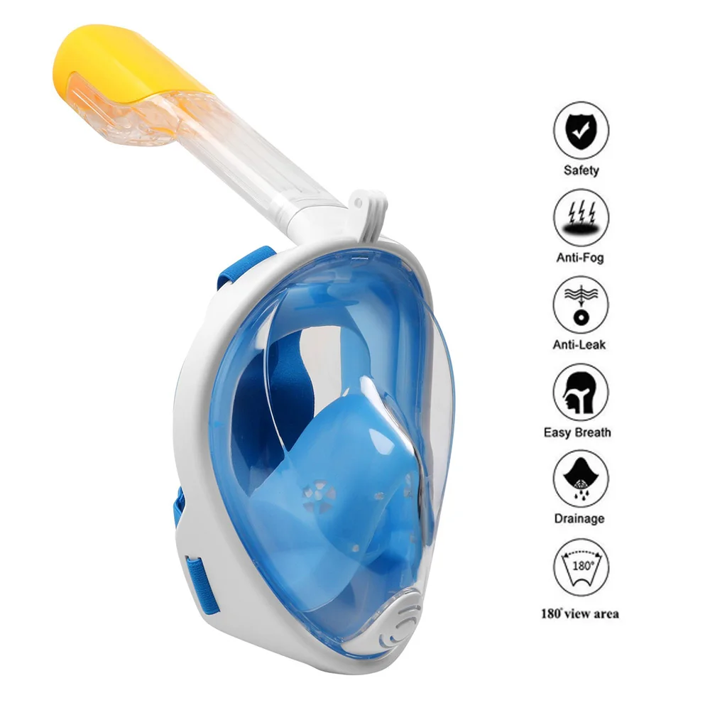 

Snorkel Face Mask Soft Silicon Full Face Goggles Diving Cover with Breathing Tube Scuba Face Cover for Underwater Sports