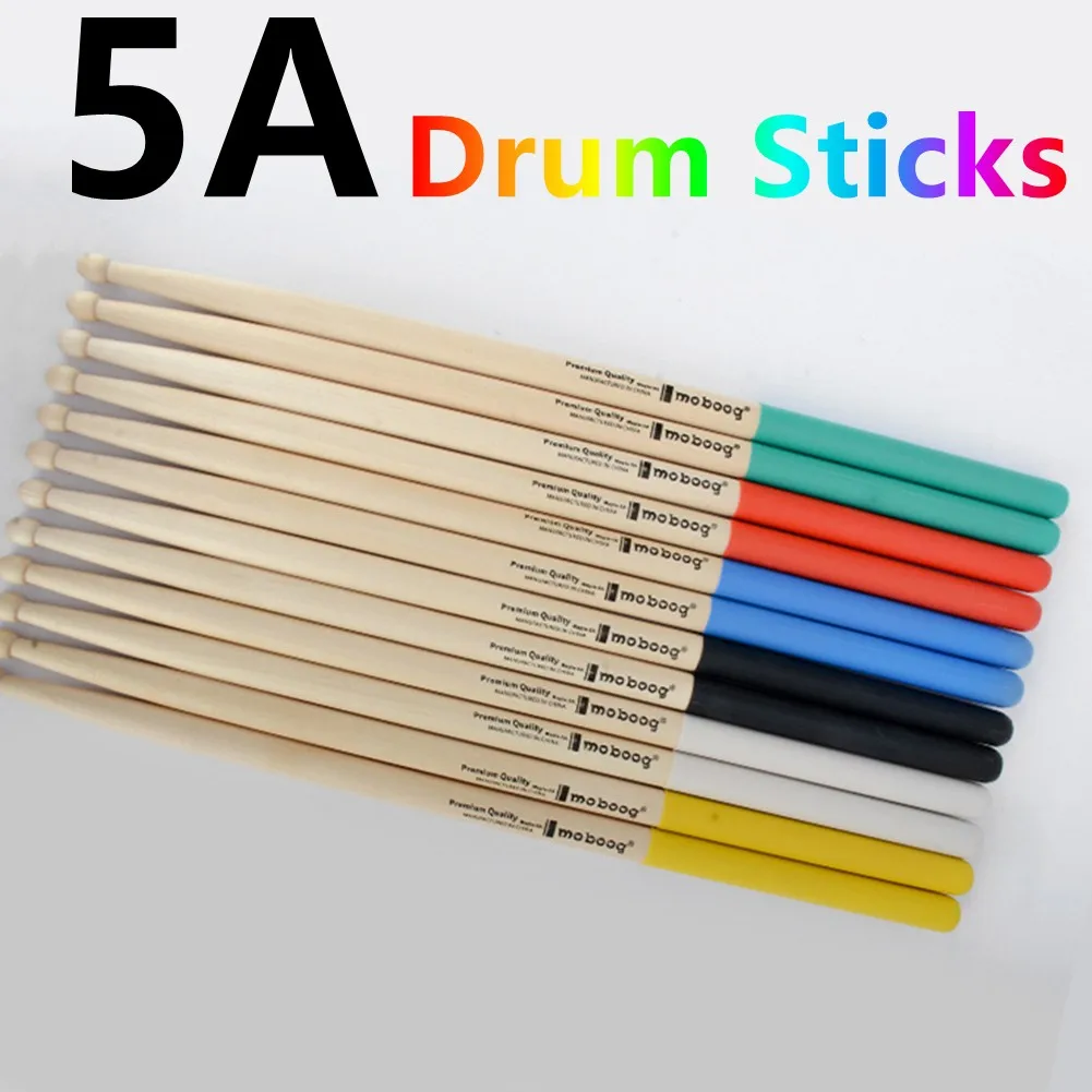 

1 Pair Maple Wood 5A Drum Sticks Non-Slip Colorful Handle Drumsticks Percussion For Fast Playing With Great Flex Rebound