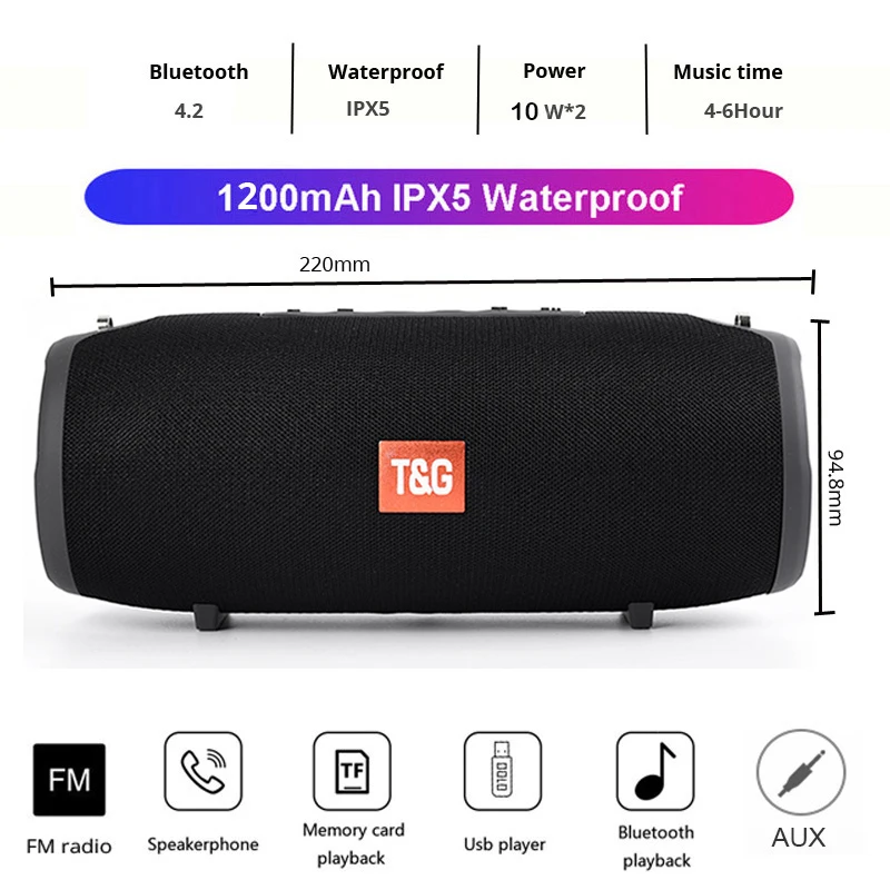 Беспроводной bluetooth-динамик Explosion drum TG125 Портативная колонка с радио-картой 20 Вт