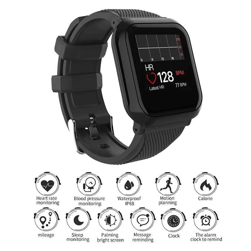 Nennbo DB12 Умный браслет для мониторинга артериального давления и сердечного ритма, фитнес-браслет для мужчин и женщин, спортивный браслет, водонепроницаемость IP68.