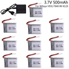 Аккумулятор LiPo 10 шт.лот с зарядным устройством для вертолета Wltoys V931 F949 XK K123 6Ch RC 3,7 в 500 мАч 25C для игрушек WLtoys RC V931 F949