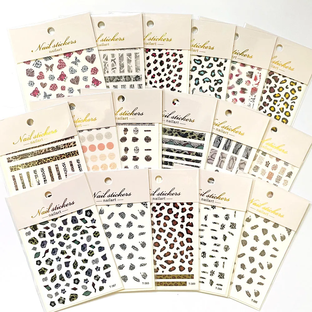 1 Sheet Leopard Sticker 3D Sliders For Nail Art Decorations # Animal Print Charms Polish Manicure No Water Adhesive Tips Decals | Красота и