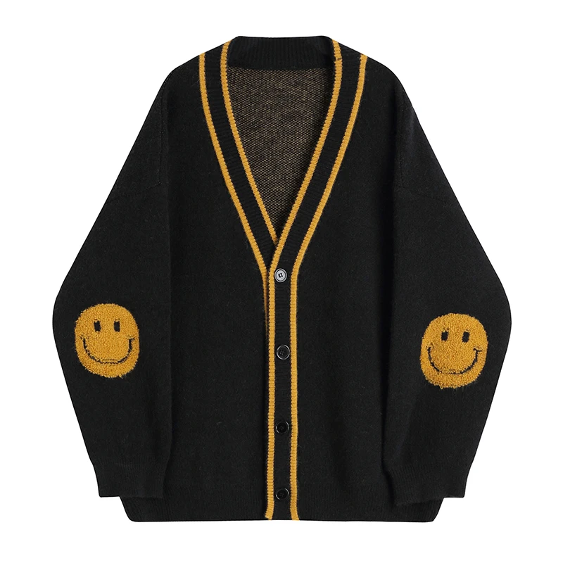 Трикотажный женский кардиган свитер жаккардовая куртка со смайликом новые