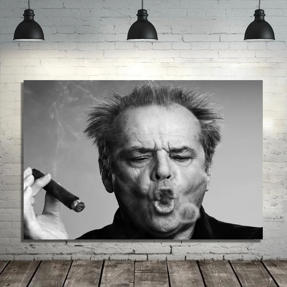 Плакат для сигар Jack Nicholson рисунок на стену черно белая Картина холсте гостиной