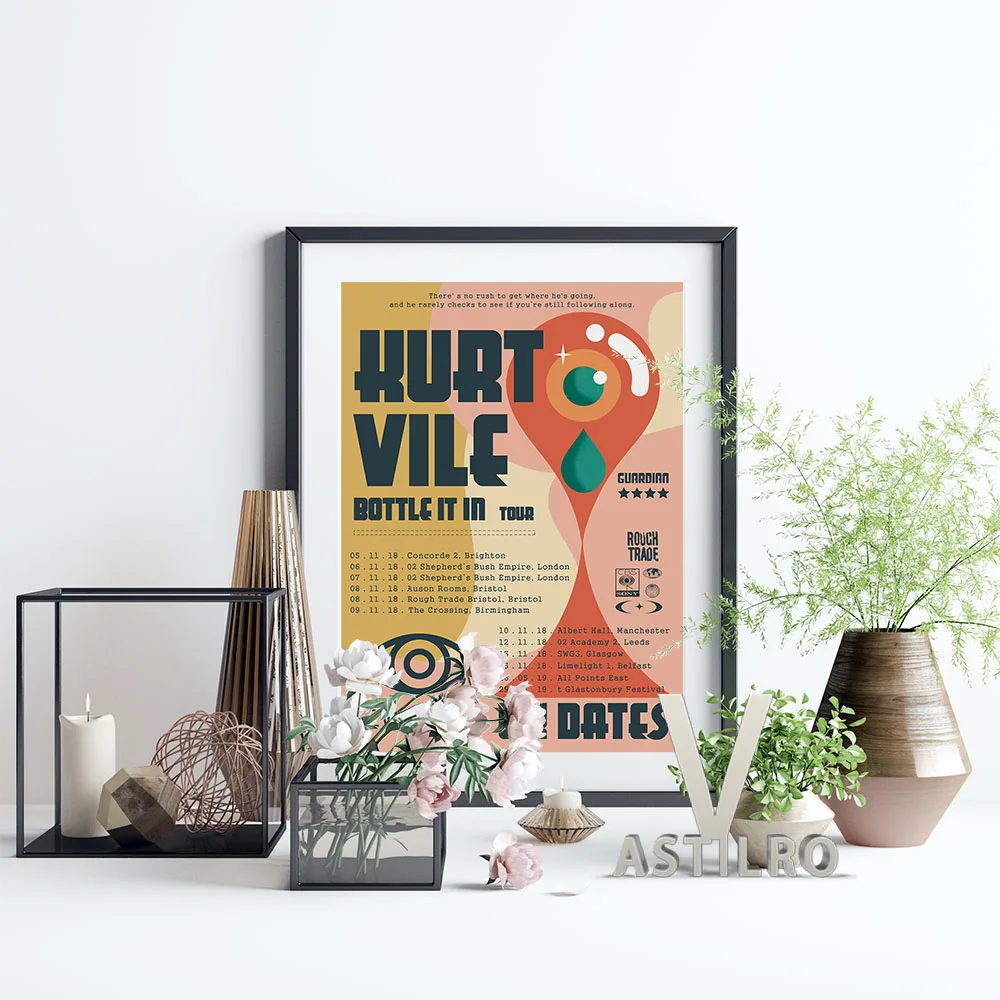 

Kurt Vile Rock Music Star Vintage Art Poster Hot Singer Bottle It In Tour Wall Stickers Abstract Canvas Painting Wall Art Decor