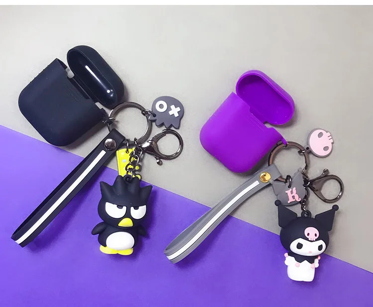 Мультяшный брелок Hello Kitty для Apple AirPods 1 чехол милый KT кот Кролик Лягушка куклы Брелоки Кольцо силиконовый чехол для зарядки AirPods