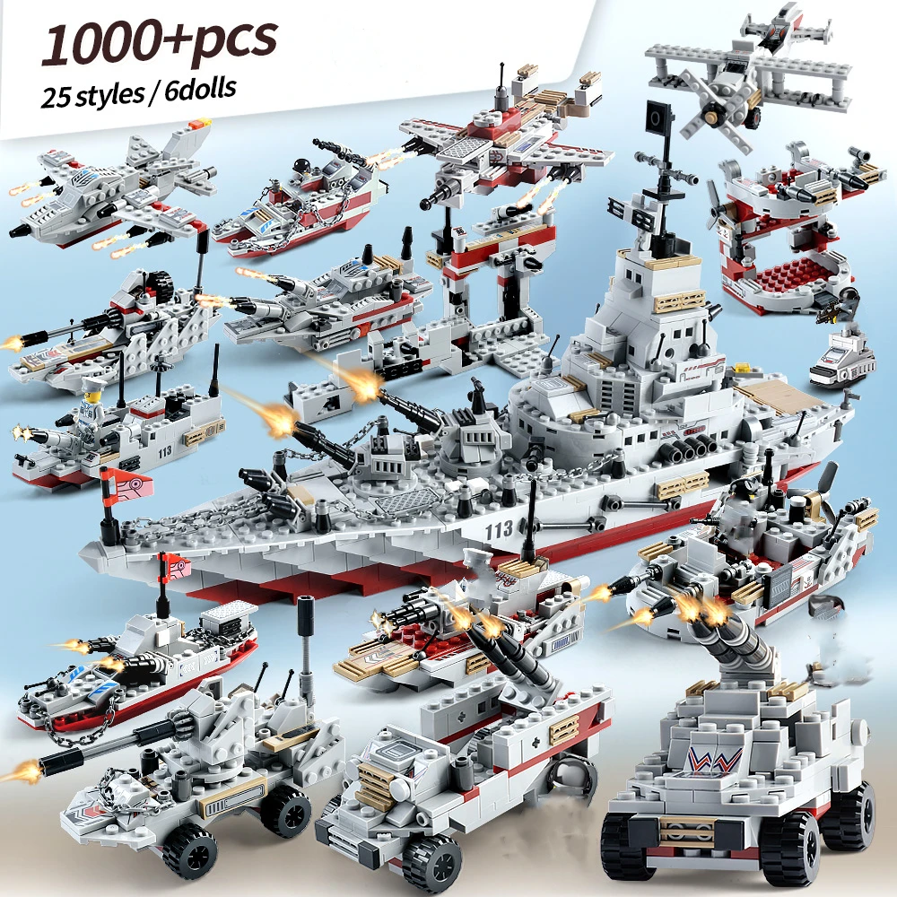 Новинка 1000 + шт военный корабль строительные блоки модель военного самолета