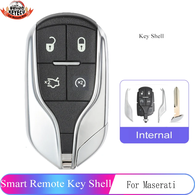 KEYECU Смарт дистанционные брелки для ключей чехол Fob 4 кнопки Maserati Ghibli Quattroporte 2014 2015