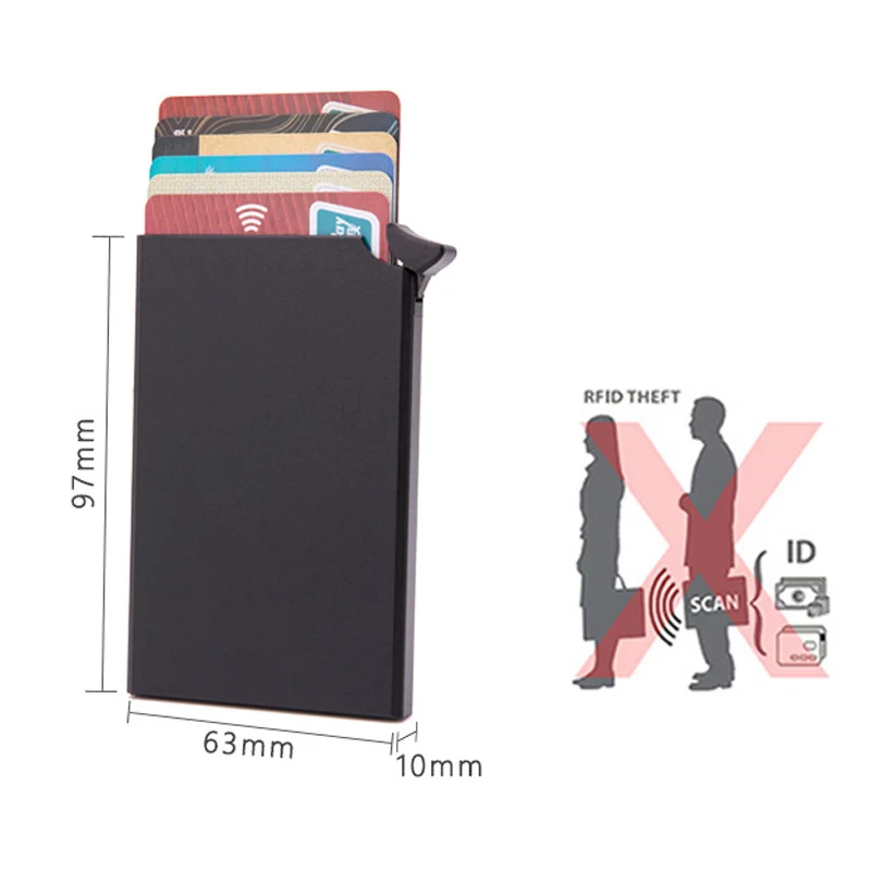 RFID Anti-theft Smart Wallet Thin ID Card Holder Unisex Automatically Solid Metal Bank Case Business MiniCredit | Багаж и сумки