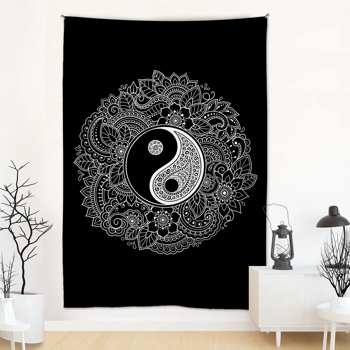 

Черная Тай Чи восемь диаграмм настенный гобелен богемный гобелен Настенная роспись спальня гостиная домашний декор с аксессуарами
