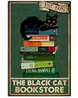 Винтажный Черный кот, книжный магазин, постер для чтения, художественный принт, Декор для дома, плакат с табличкой для кафе, бара, паба, пивной Настенный декор, художественный жестяной знак