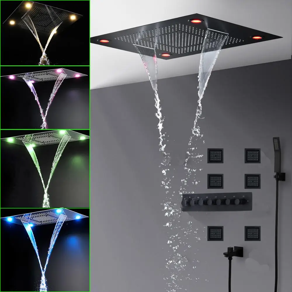 Насадка для душа с термостатом роскошный черный смеситель Современная Большая