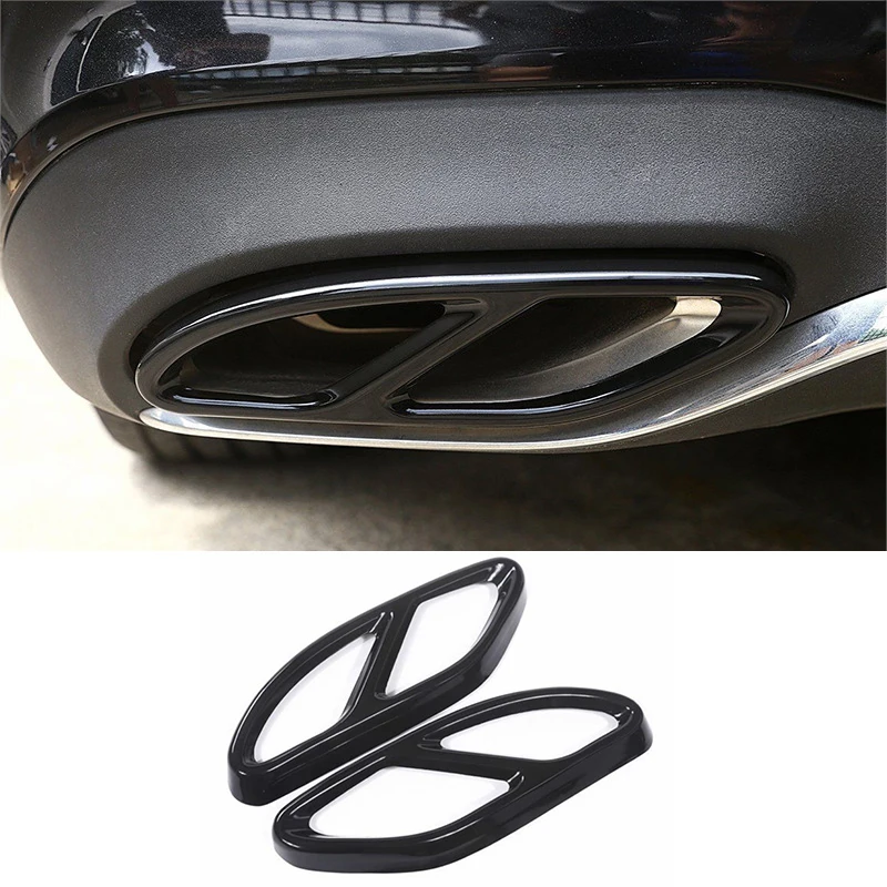 2pcs Black Rear Exhaust Muffler Cover Trim For Mercedes-Benz CLA Class C117 2016 Fashion Auto Accessories | Автомобили и
