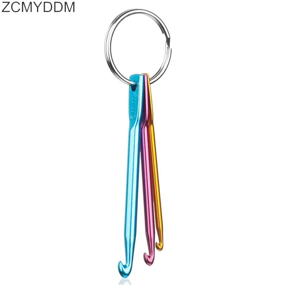 

ZCMYDDM 3 Sizes Keychain Hooks Multi Coloured Aluminium Crochet Hooks for Crafts Knitting Needles Set DIY Sewing Tools