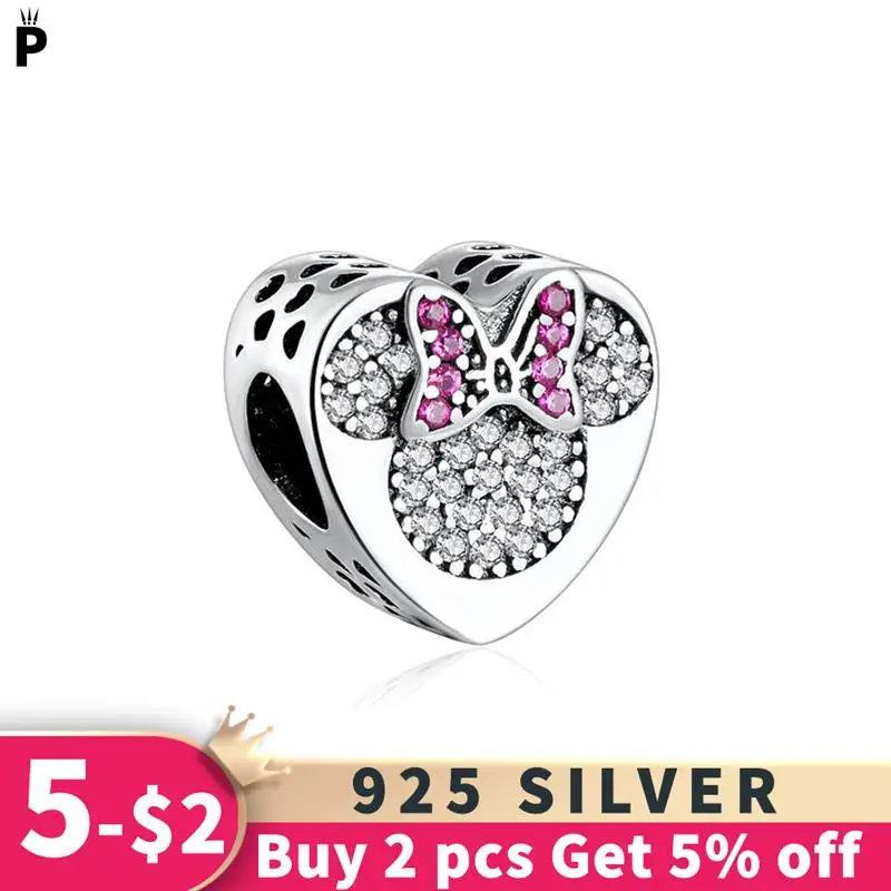 

Authentic 100% 925 Sterling Silver DIY Jewelry Bow True Love Girl Boy Mouse Charms fit beads Bracelet Jewelry Making DIY Gift