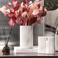 white vertical pattern vase ceramic flower arrangement container art hydroponic living room dining table flower vase home decor