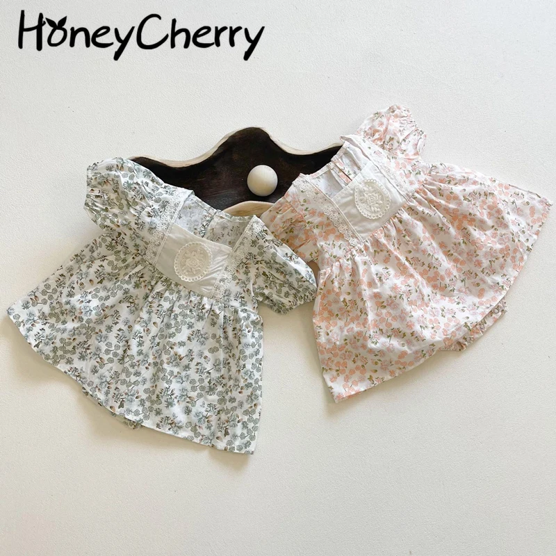 

Summer baby Bodysuit floral princess Bodysuit short sleeve girl cloth baby girls clothes floral bodysuit