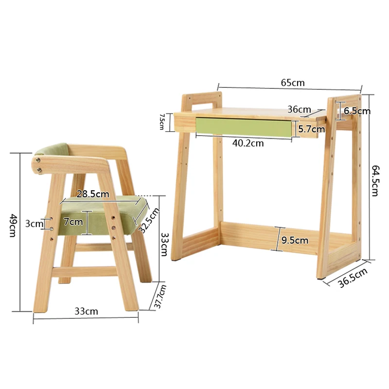 

New Durable student desk chair set the height adjustable children learning table solid wood furniture set multicolor optional