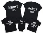Объявление о беременности, Одинаковая одежда, для папы, мамы, малыша, 2021 черный хлопок, одинаковые наряды для всей семьи