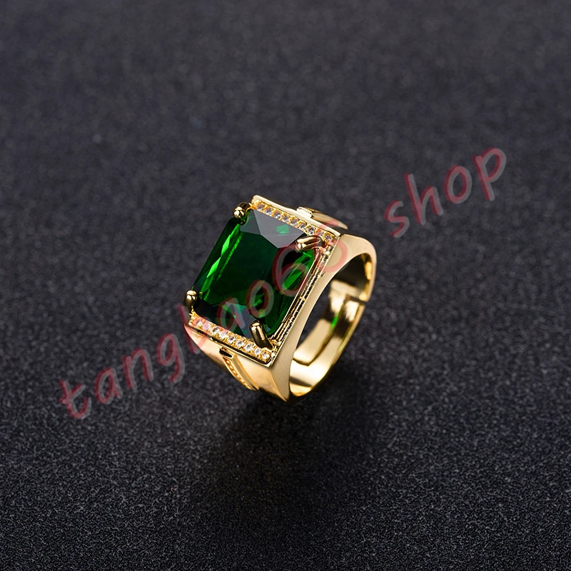 

Новинка кольцо ретро квадратное Изумрудное кольцо золотое и серебряное регулируемое открытые подарки для одиночных