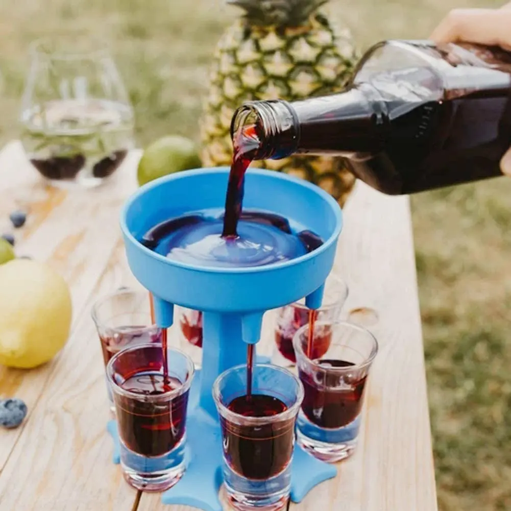 

6-Shot Glass Dispenser Holder Wine Whisky Beer Dispenser Rack Bar Accessory Drinking Party Games Glass Dispenser Drinking Tools