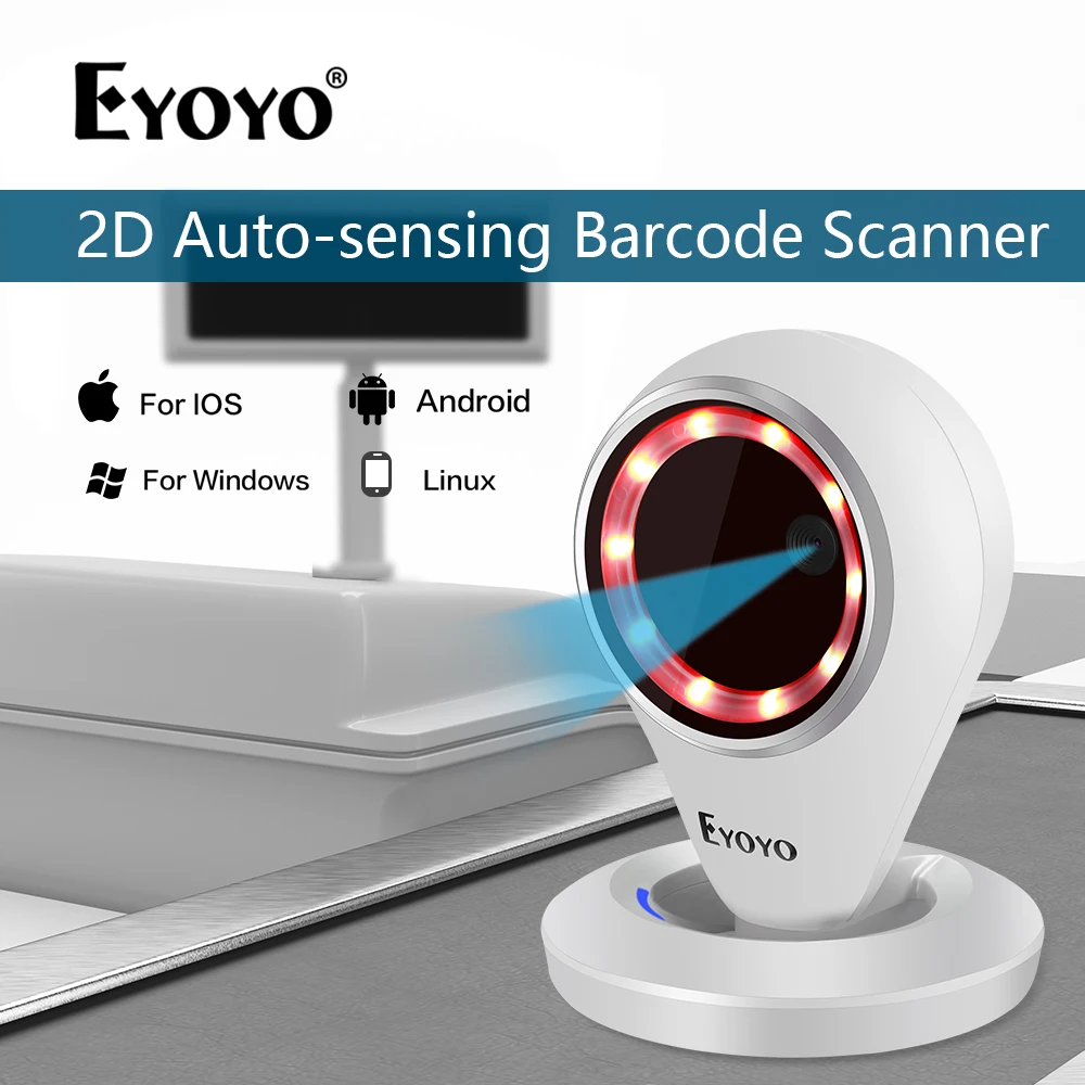 Eyoyo EY 6500 2D QR настольный сканер штрих кода для супермаркета магазин POS с 1280*1024 CMOS