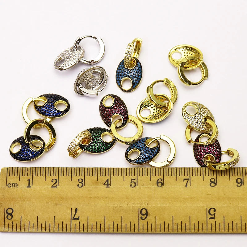 

5 Pairs Zircon earrings Mix color Pig nose charms earrings women jewelry Fashion Drop earrings Gift for women jewelry 51290