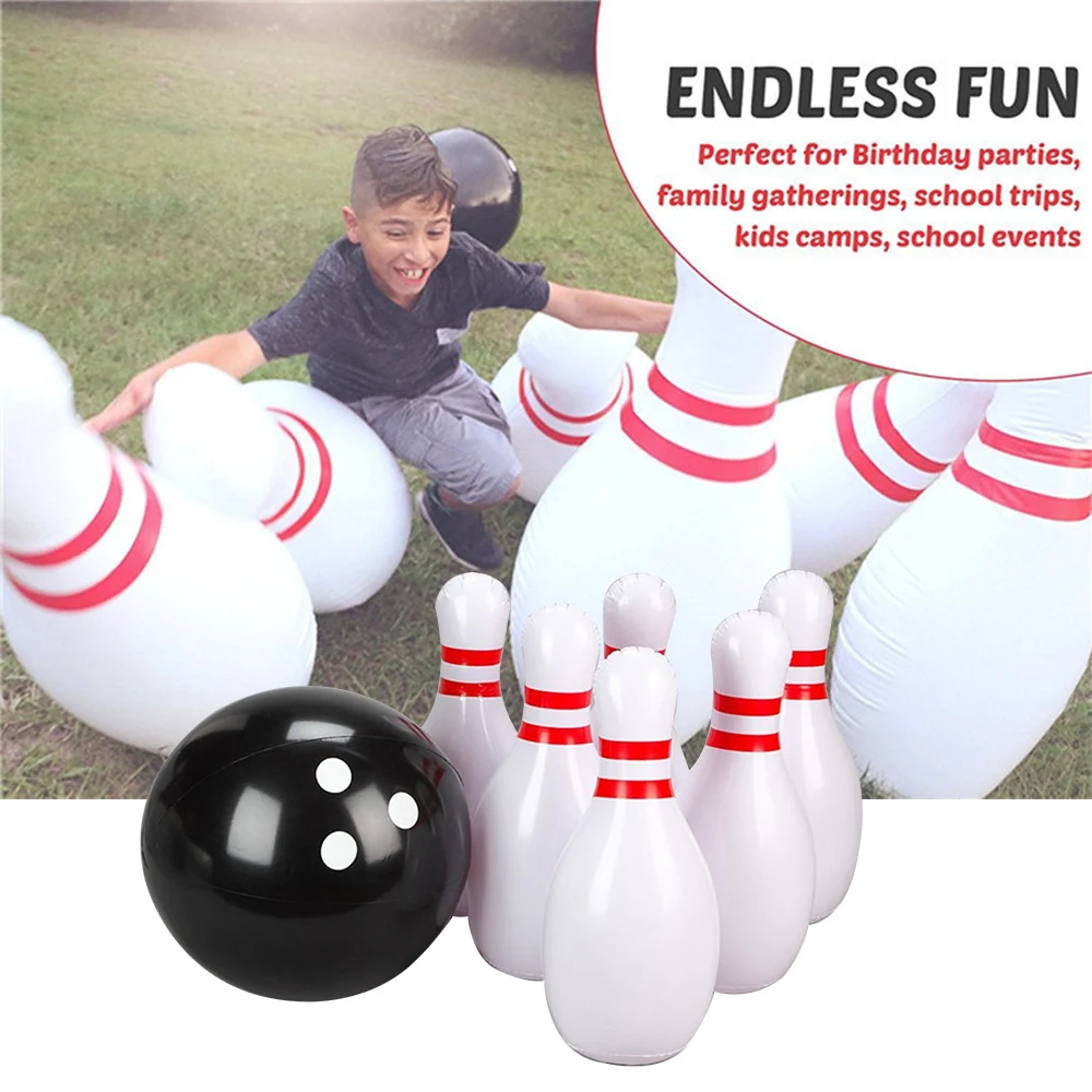 2021 New Novelty Place Giant Inflatable Bowling Set for Kids Outdoor Lawn Yard Game Ball 24 inch tall pins 16 inch wide ball