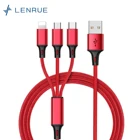Кабель для быстрой зарядки LENRUE 3 в 1, USB Type-C, Android, Xiaomi, Huawei, Samsung, для динамиков, проводной, 1,2 м