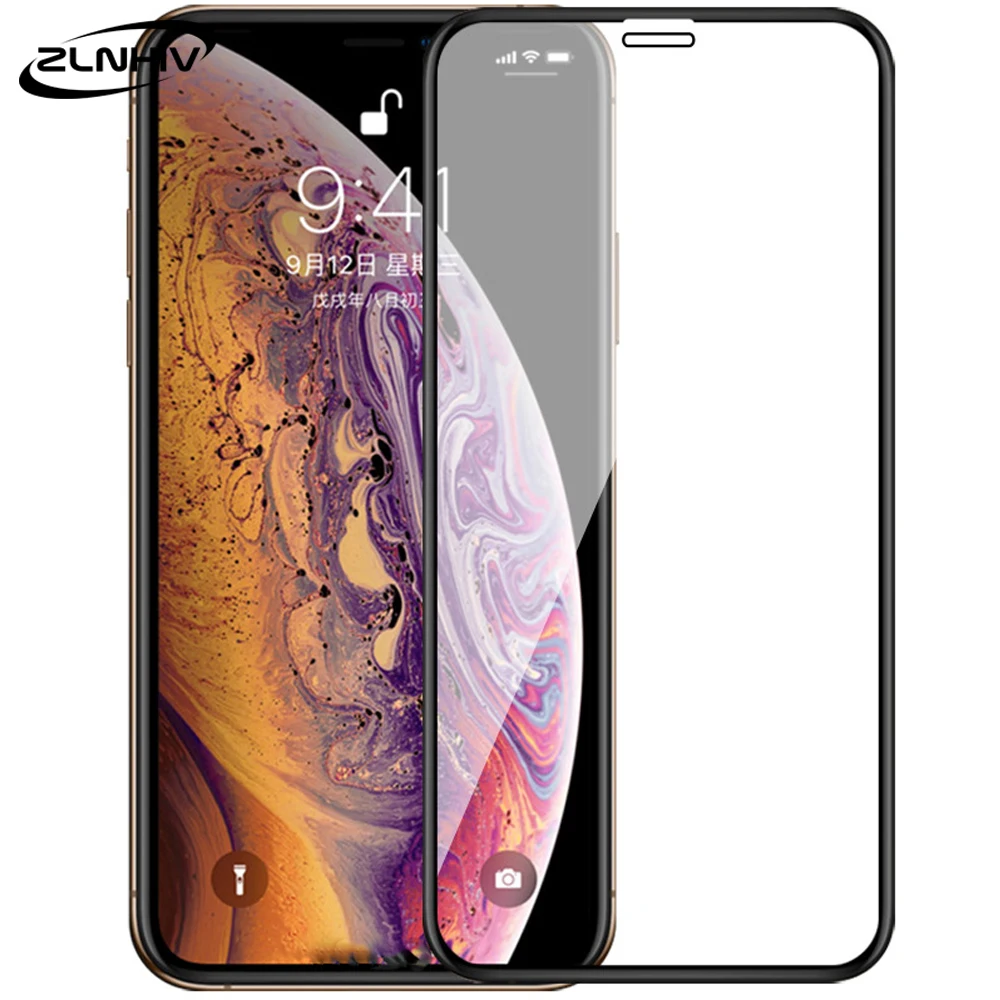 ZLNHIV 9D полное покрытие для iphone X XS XR max Закаленное стекло Защитная пленка экрана