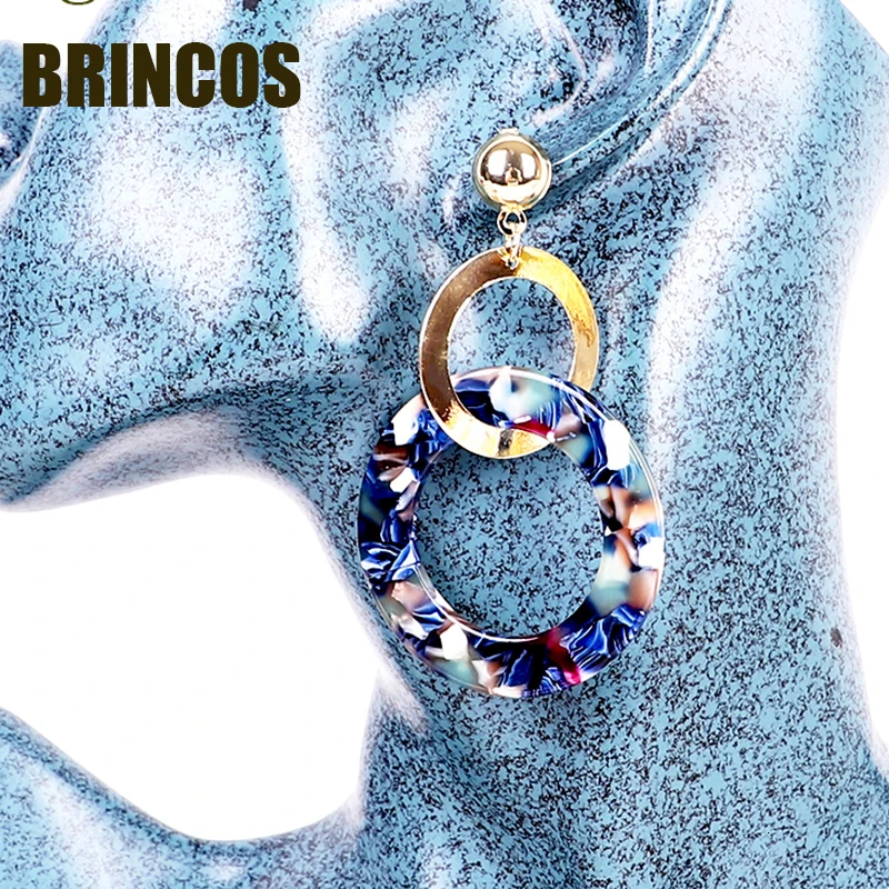 Женские акриловые серьги в стиле бохо большие Винтажные золотистого цвета