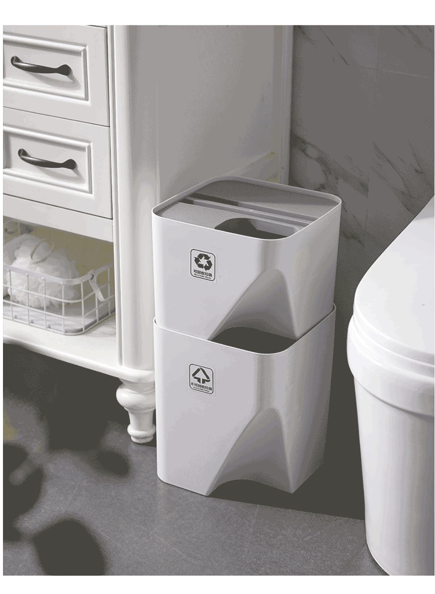 Kitchen Trash Can Stacked Sorting Trash Bin Recycling Bin Household Dry And Wet Separation Waste Bin Rubbish Bin for Bathroom
