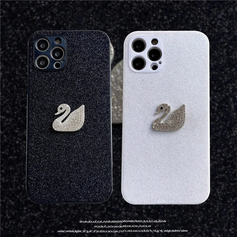 Модный брендовый 3D чехол для телефона с блестками в виде лебедя iPhone 7 8 Plus 11 12 pro max x