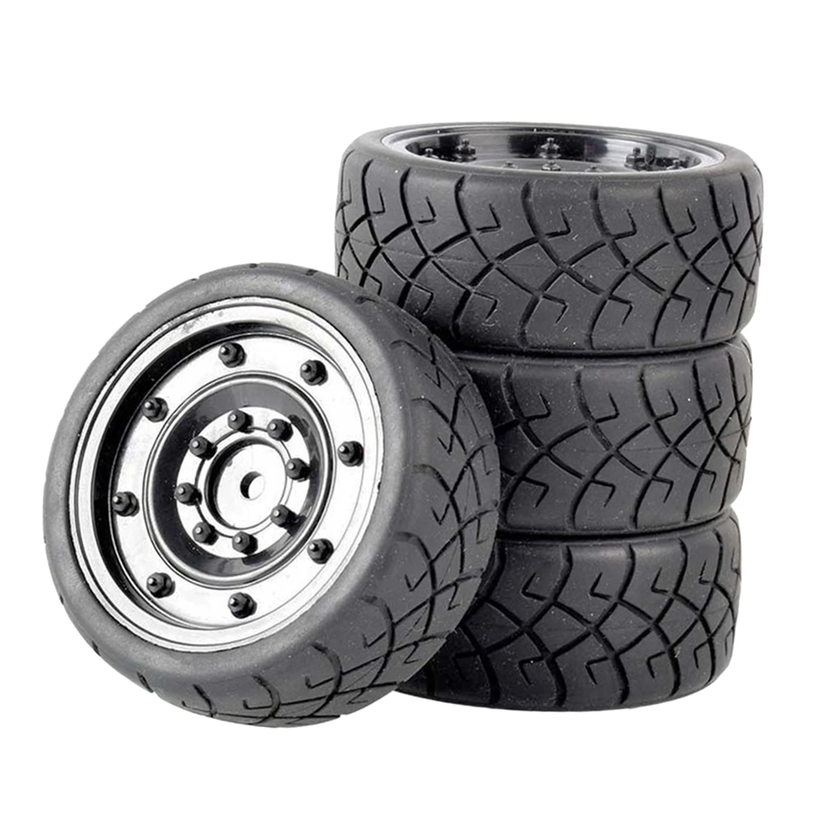 4pieces 1:10 Rubber Tire RC Wheel Rim Fit for WLtoys 144001 124018 124019 Accessories images - 6