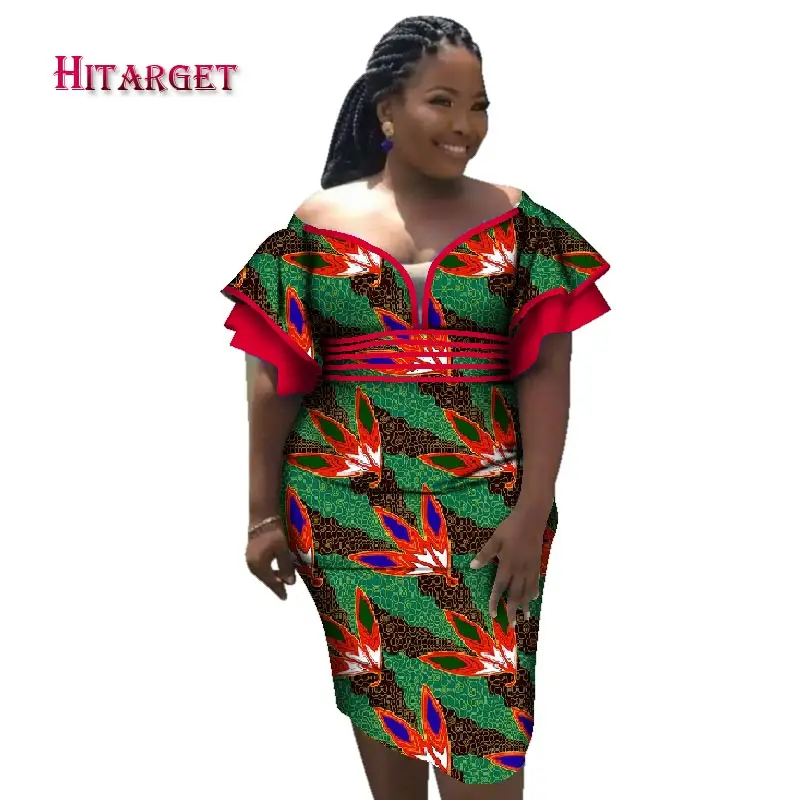 Модные сексуальные платья с Африканским восковым принтом для женщин V образным