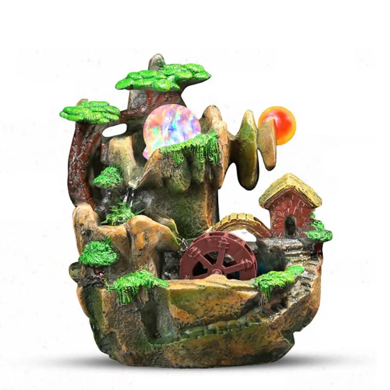 220V повезло скала фонтан воды офиса Настольные Украшения водопад крытый фонтаны