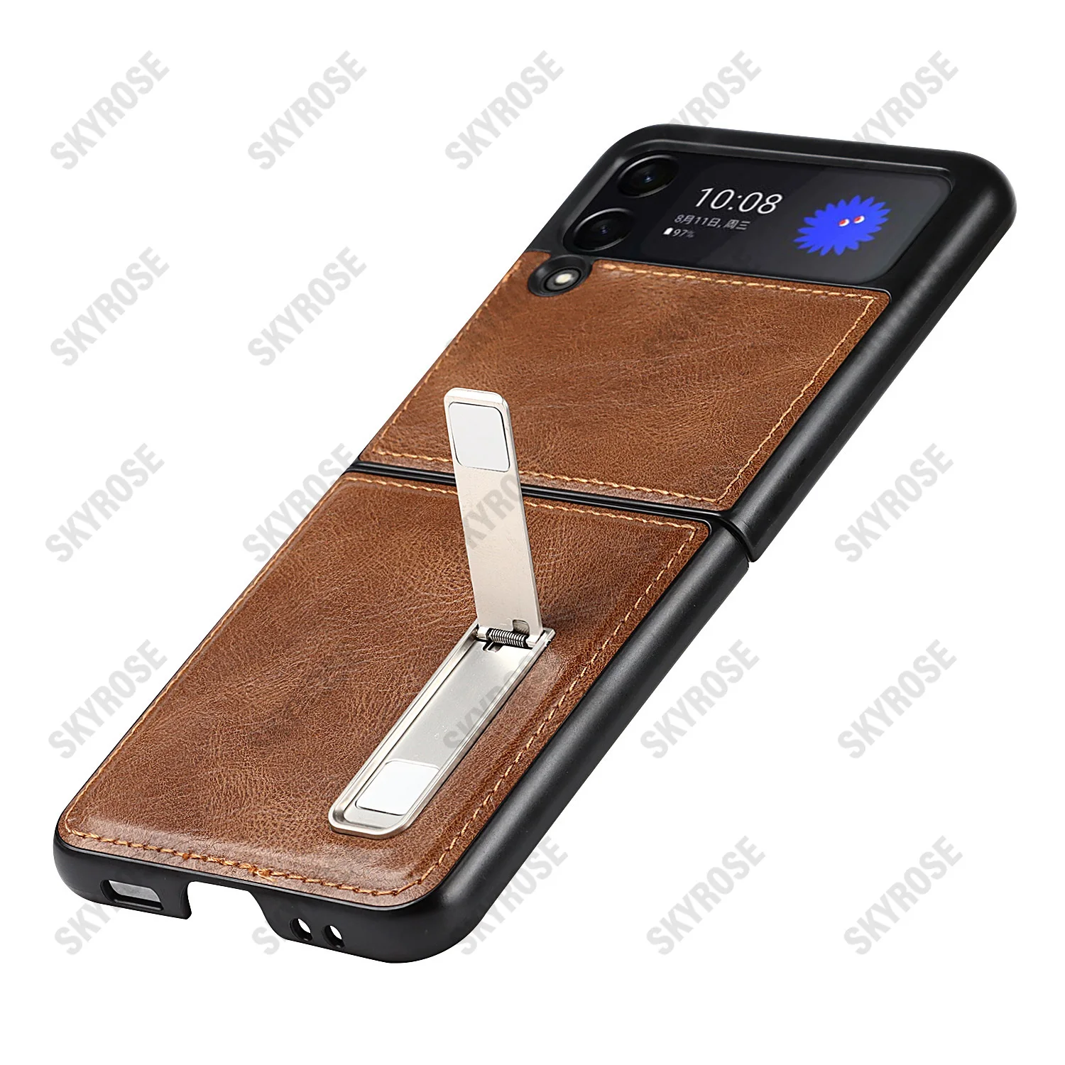 for samsung galaxy z flip 3 case with magnetic stand holder leather cover for galaxy z flip3 5g full protection case phone funda free global shipping