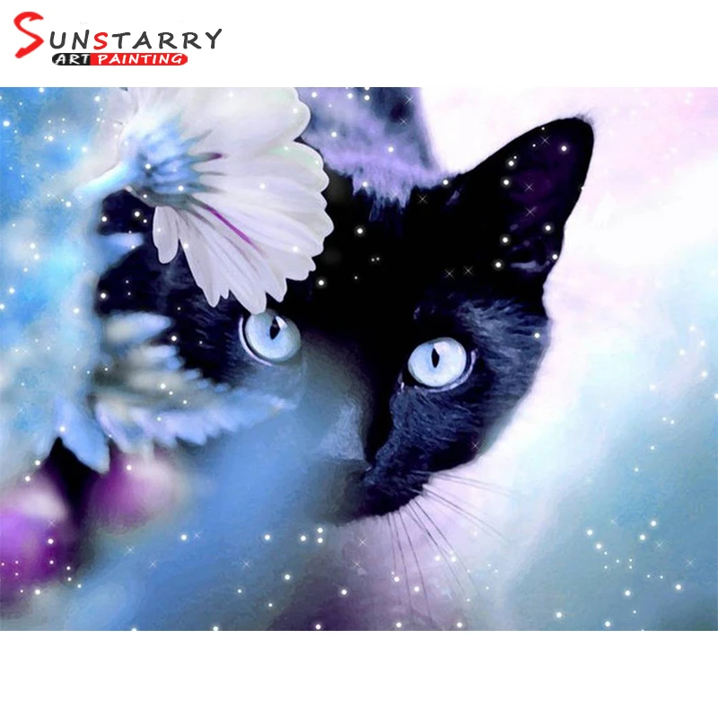 Sunstarry 5D DIY Алмазная картина с животными полный квадрат/круглый котенок алмазная