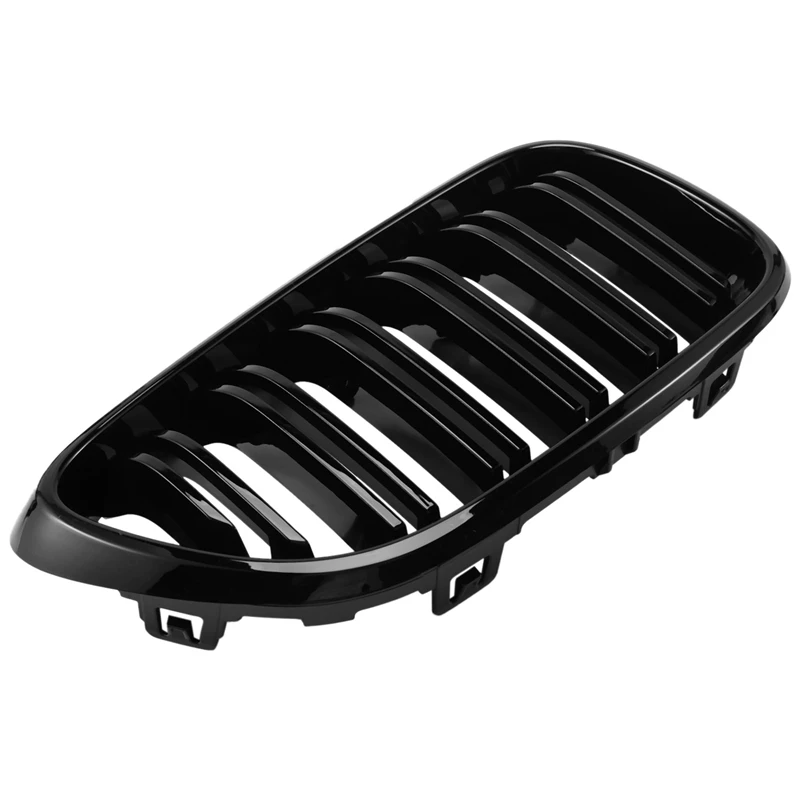 

2Pcs Car Front Grille Fit for-BMW 2 Series F22 M235 2014 2015 2016 2017 2018 Double Pole Bright Black