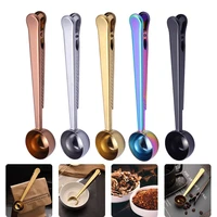 1pcs two in one stainless steel coffee spoon sealing clip kitchen gold accessories recipient cafe expresso cucharilla decoration