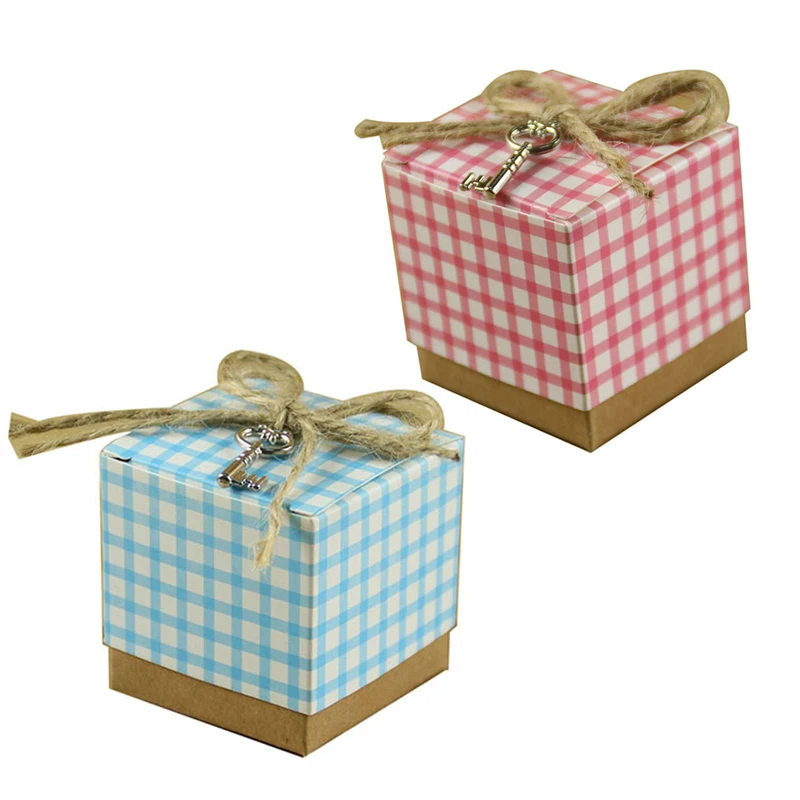 10 шт DIY розовая синяя сетка крафт бумажная коробка Свадебная вечеринка Сувениры