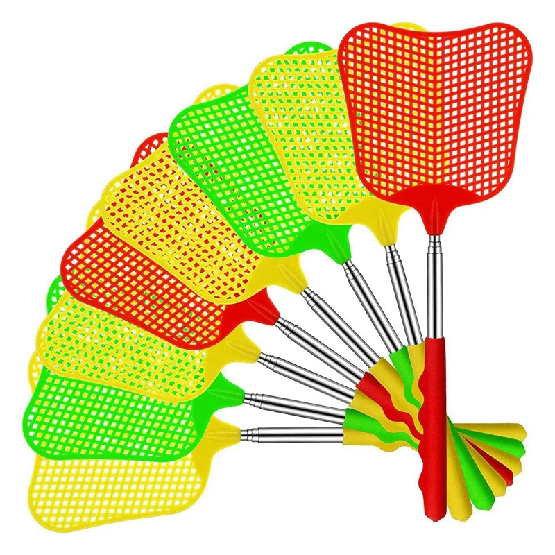 

8 Pieces Extendable Fly Swatter, Manual Swat Pest Control with Strong Flexible Durable Telescopic Handle, 3 Colors