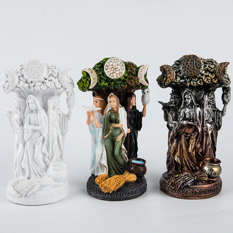

Статуи из смолы, Ирландская Тройная богиня, бронзовая отделка, аксессуары для домашнего декора, подарок на новоселье, украшение