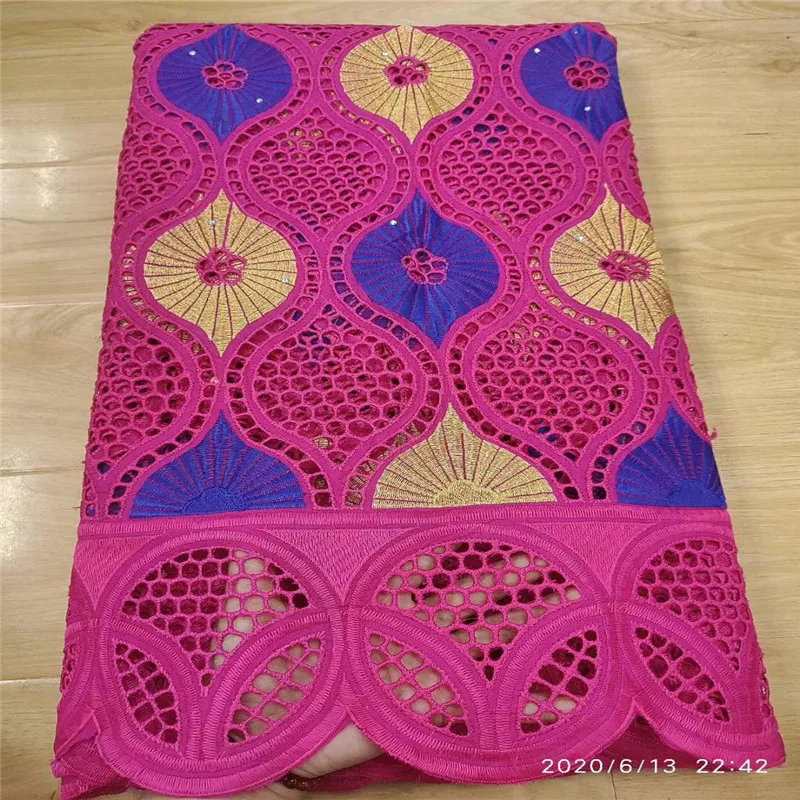 

5 yard Swiss lace fabric 2020 latest heavy beaded embroidery African cotton fabrics Swiss voile lace popular Dubai style 3L06156