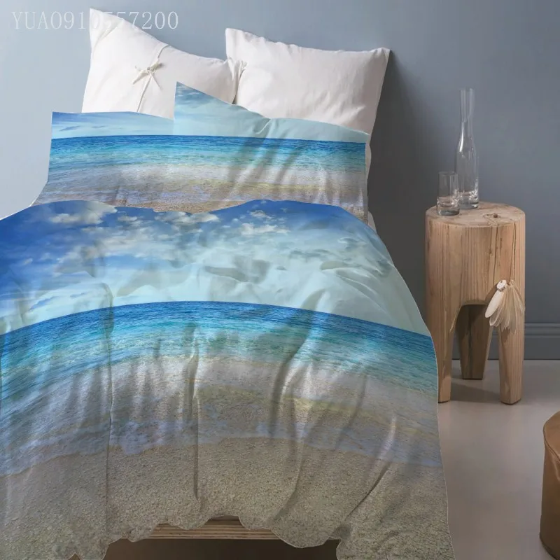 Комплект постельного белья с 3D-принтом морской пейзаж пододеяльник для пляжа