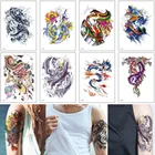 Временная татуировка-наклейка, имитация китайского дракона, волна, дизайн для женщин, мужчин, рукав, рука, грудь, боди-арт, макияж, водостойкая татуировка для путешествий