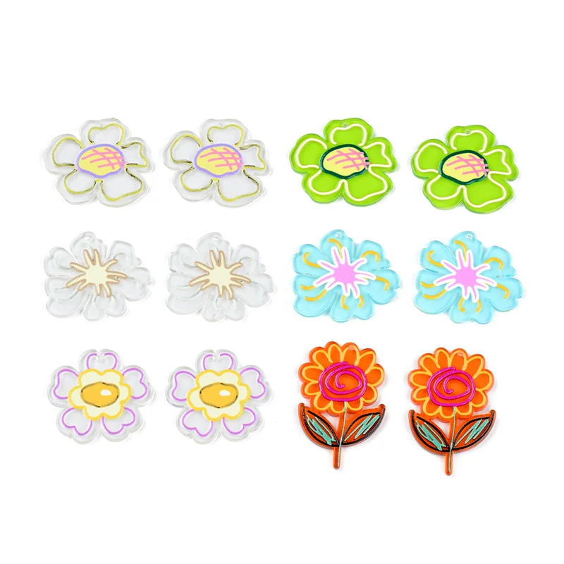 

10Pcs Colored Flowers Jewelry Accessories Hand Made Earrings Making Connectors DIY Pendant Jewelry Findings Components Charms