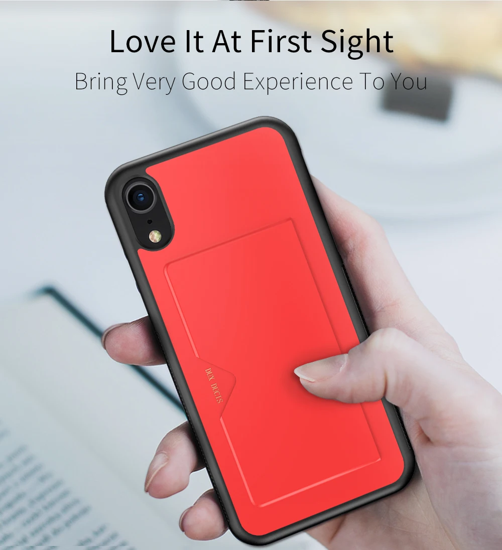 

For iPhone XR IOS XR DUX DUCIS Pocard Series Slim Case Anti-Slip with Card Holder Anti-Fingerprint Shook-Proof Smoothly