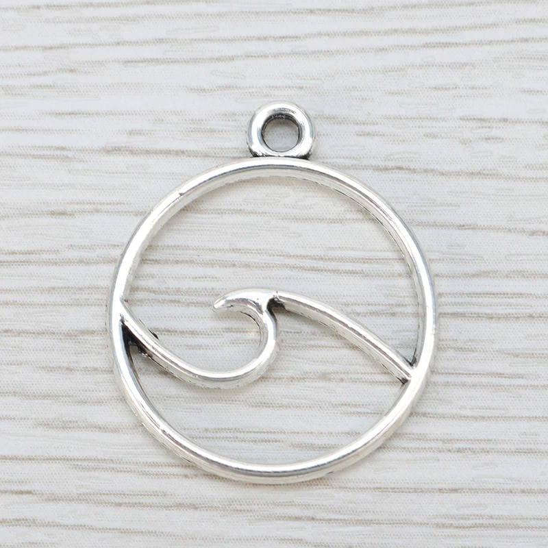 50 x серебристый Цвет ажурные океанская волна виде незаполненного круга